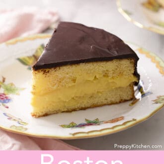 Two pieces of Boston cream pie.