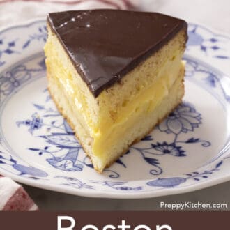 A two layer Boston cream pie.