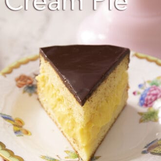 Boston cream pie with chocolate ganache.