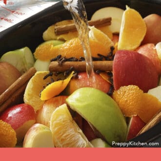 Pinterest graphic of water pouring into a slow-cooker.
