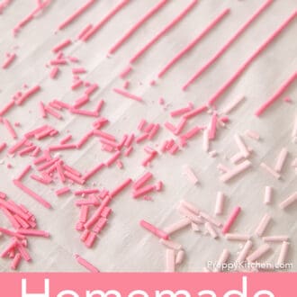 A set of homemade sprinkles getting chopped.