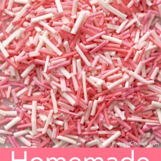 Dark pink and white homemade sprinkles.
