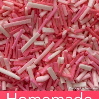 Vibrant pink homemade sprinkles.