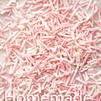 pink and white homemade sprinkles.