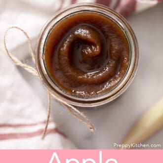 A swirl of apple butter in a mason jar.