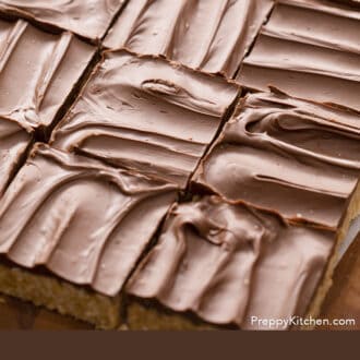 Pinterest graphic of a group of scotcheroos arranged in a grid.