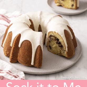 sock it to me cake on a gray plate