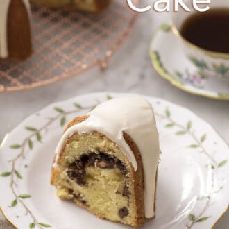 piece of sock it to me cake on a plate