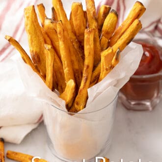 sweet potato fries in a serving cup