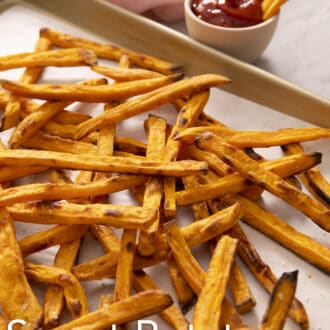 sweet potato fries on a sheet pan