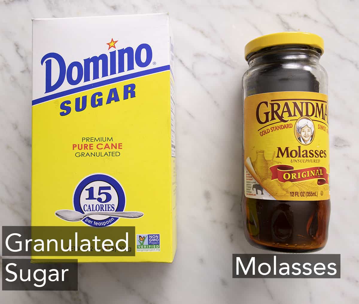 Ingredients needed to make brown sugar.