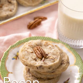pecan sandies stacked on a plate