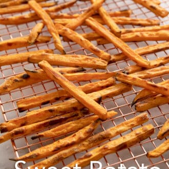 sweet potato fries on a cooling rack