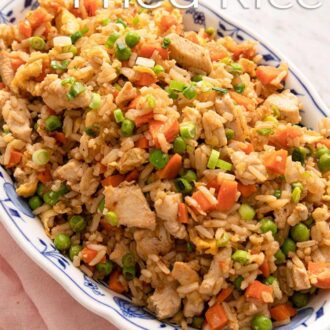 A pinterest graphic of chicken fried rice