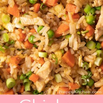 A pinterest graphic of chicken fried rice