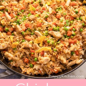 A pinterest graphic of chicken fried rice