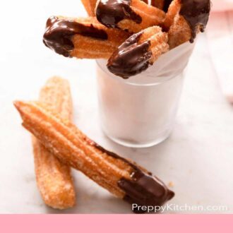 A pinterest graphic for homemade churros