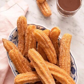 A pinterest graphic for homemade churros