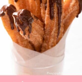 A pinterest graphic for homemade churros