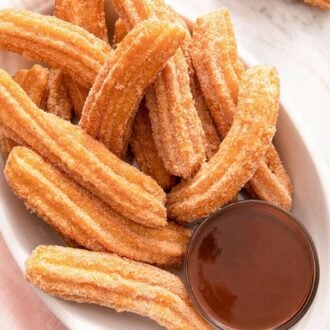 A pinterest graphic for homemade churros
