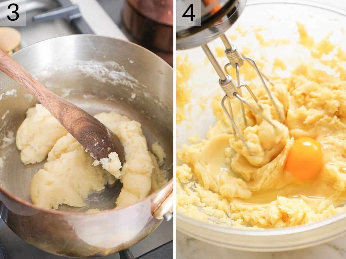 Step by step photos showing to make churros dough
