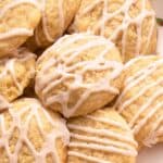 A close up of eggnog cookies with icing