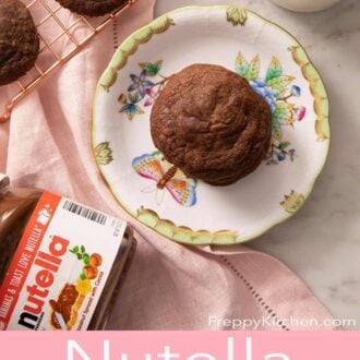 A pinterest graphic of Nutella cookies