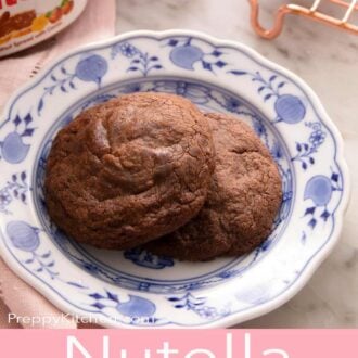 A pinterest graphic of Nutella cookies