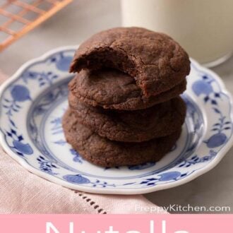 A pinterest graphic of Nutella cookies