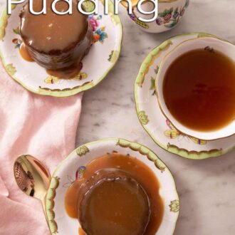 A pinterest graphic of sticky toffee pudding