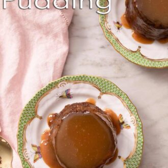A pinterest graphic of sticky toffee pudding