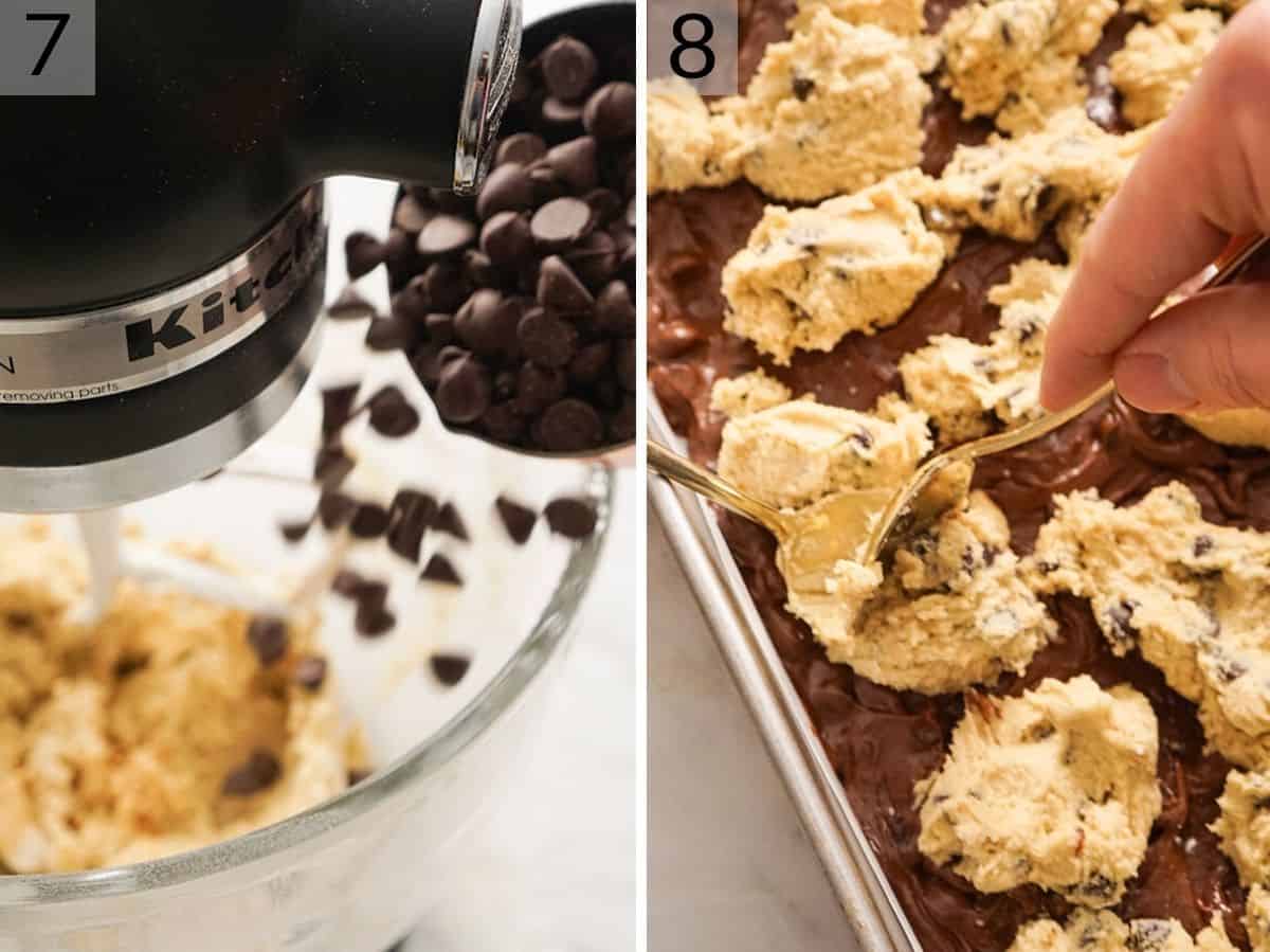 Two photos showing the final stages of making brookies