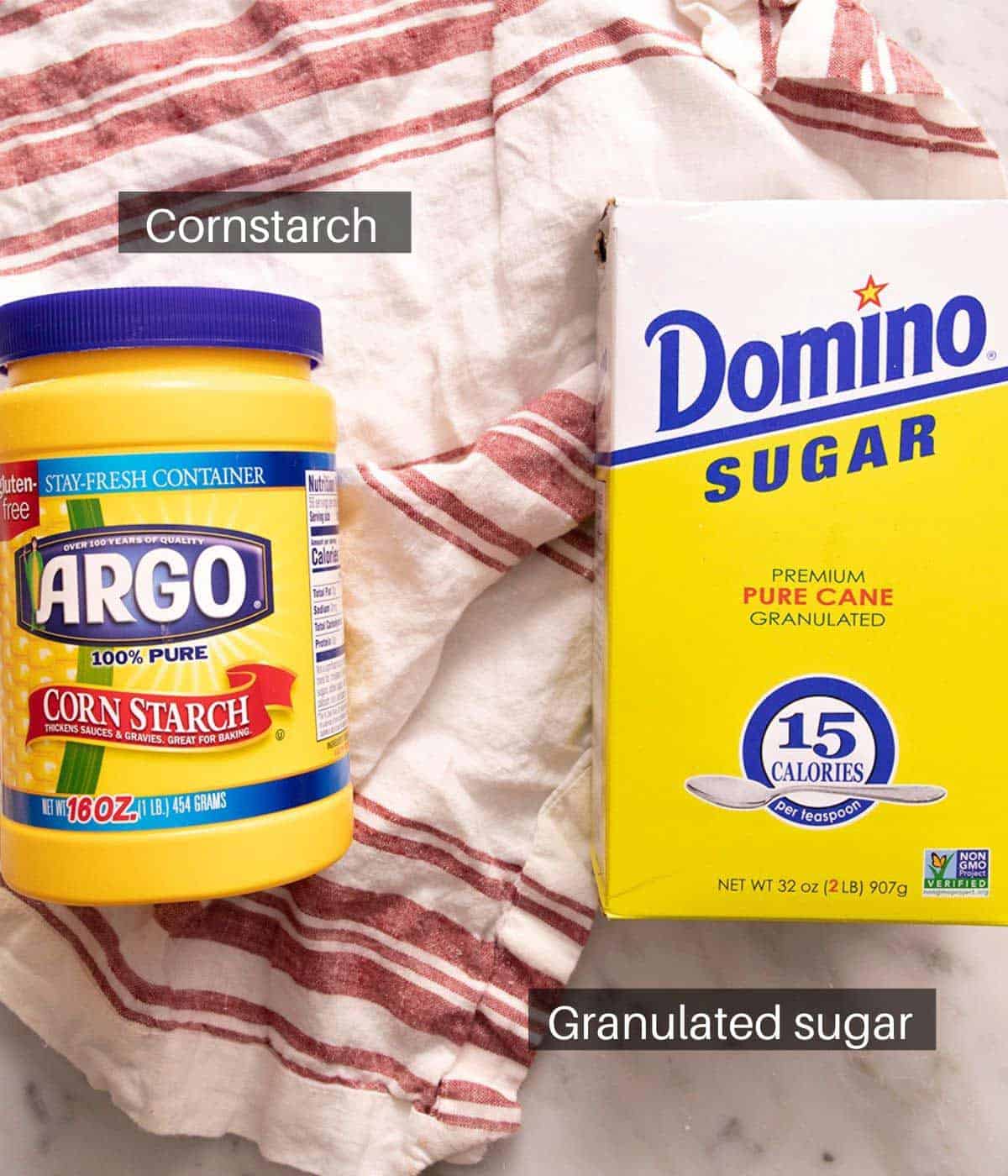 An overhead shot of the ingredients you need to make powdered sugar