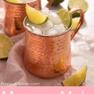A Pinterest graphic for a Moscow Mule recipe