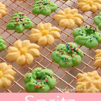 A pinterest graphic of spritz cookies