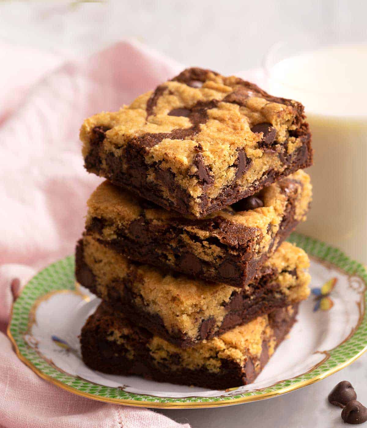 A close up of brookies stacked on top of each other