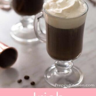 A pinterest graphic of an Irish coffee