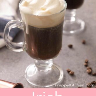 A pinterest graphic of an Irish coffee