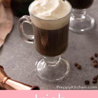 A pinterest graphic of an Irish coffee