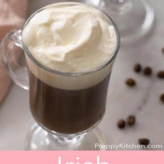 A pinterest graphic of an Irish coffee