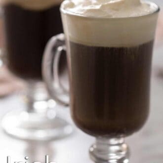 A pinterest graphic of an Irish coffee