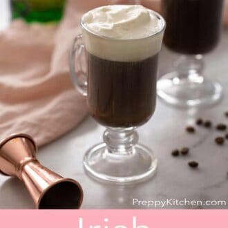 A pinterest graphic of an Irish coffee