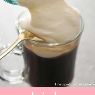 A pinterest graphic of an Irish coffee