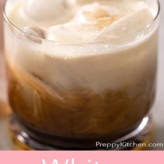 A pinterest graphic of a White Russian cocktail