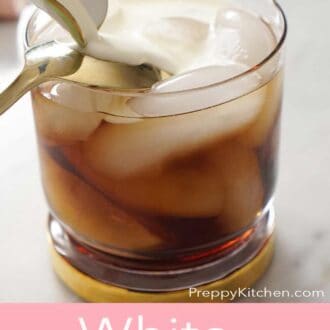 A pinterest graphic of a White Russian cocktail