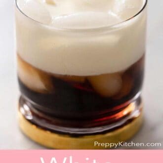 A pinterest graphic of a White Russian cocktail