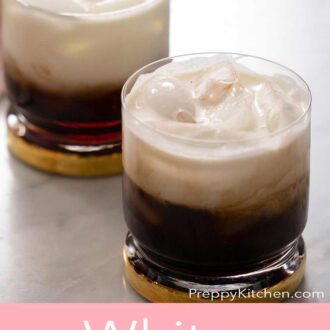 A pinterest graphic of a White Russian cocktail