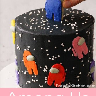 A pinterest graphic for an Among Us Cake