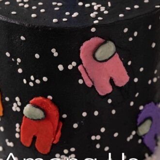 A pinterest graphic for an Among Us Cake