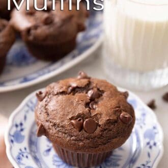 A pinterest graphic of chocolate muffins